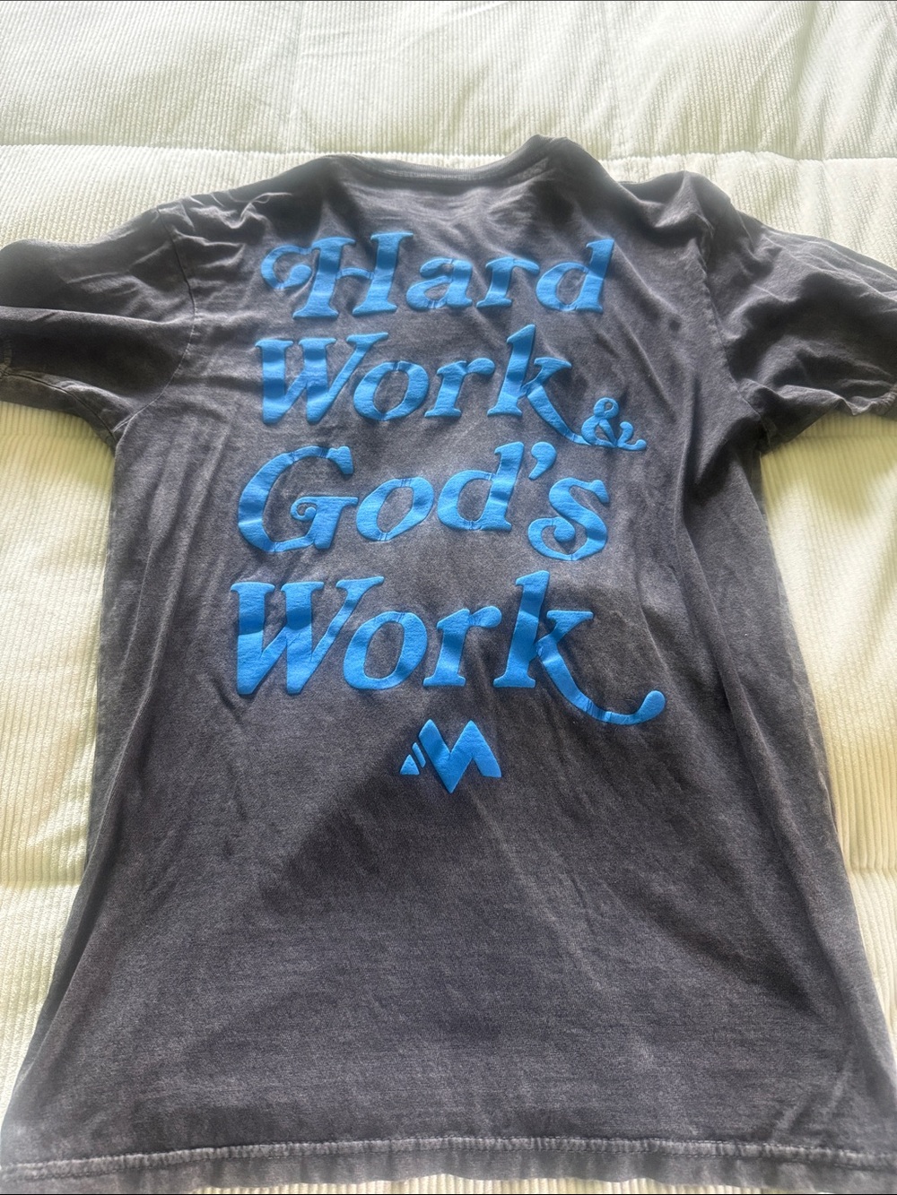 Hard Work & God's Work Short Sleeve Tee - Black with Blue Print